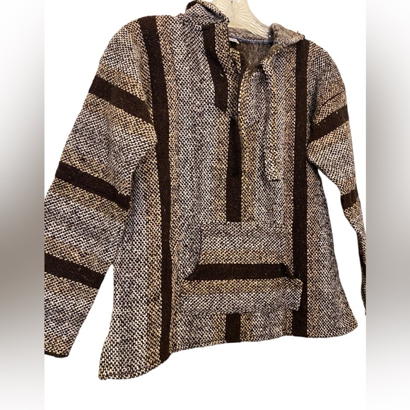 Baja Hoodie Boys Sz 12 Artesanias Brown/Tan Front Pocket - Picture 2 of 7